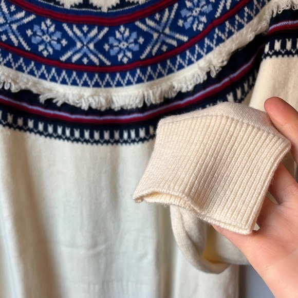 Talbots Labswool Blend Red Blue Fair Isle Sweater - Picture 4 of 11